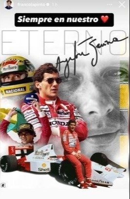 El homenaje de Colapinto a Senna en su Instagram.